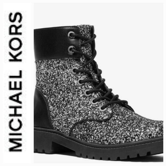 Michael Kors Alistair Glitter Bootie- Black/Silver - Picture 1 of 12